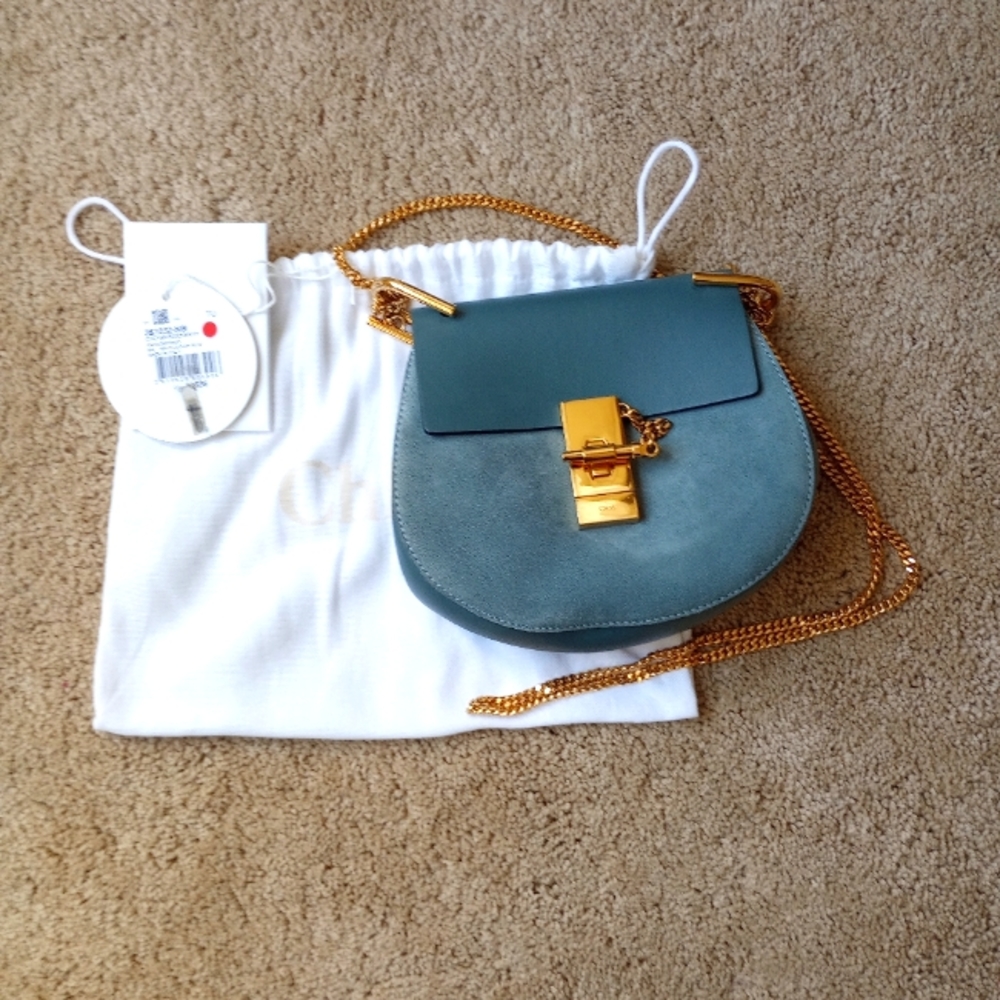 Sale! Chloe Mini Drew Suede smooth calfskin Cloudy Blue EUC 🩵💙